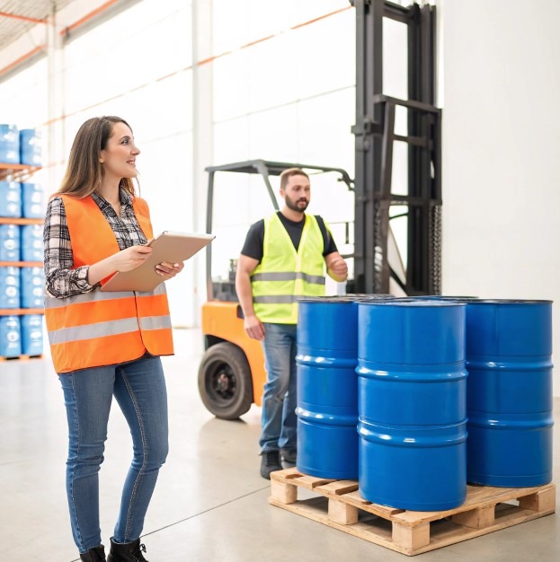 stock photo of 2 people working in warehouse6 - Topic Power